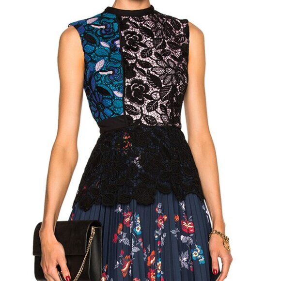 Self-Portrait Nina Pleated Dress in multi color Size 8 - Picture 1 of 15